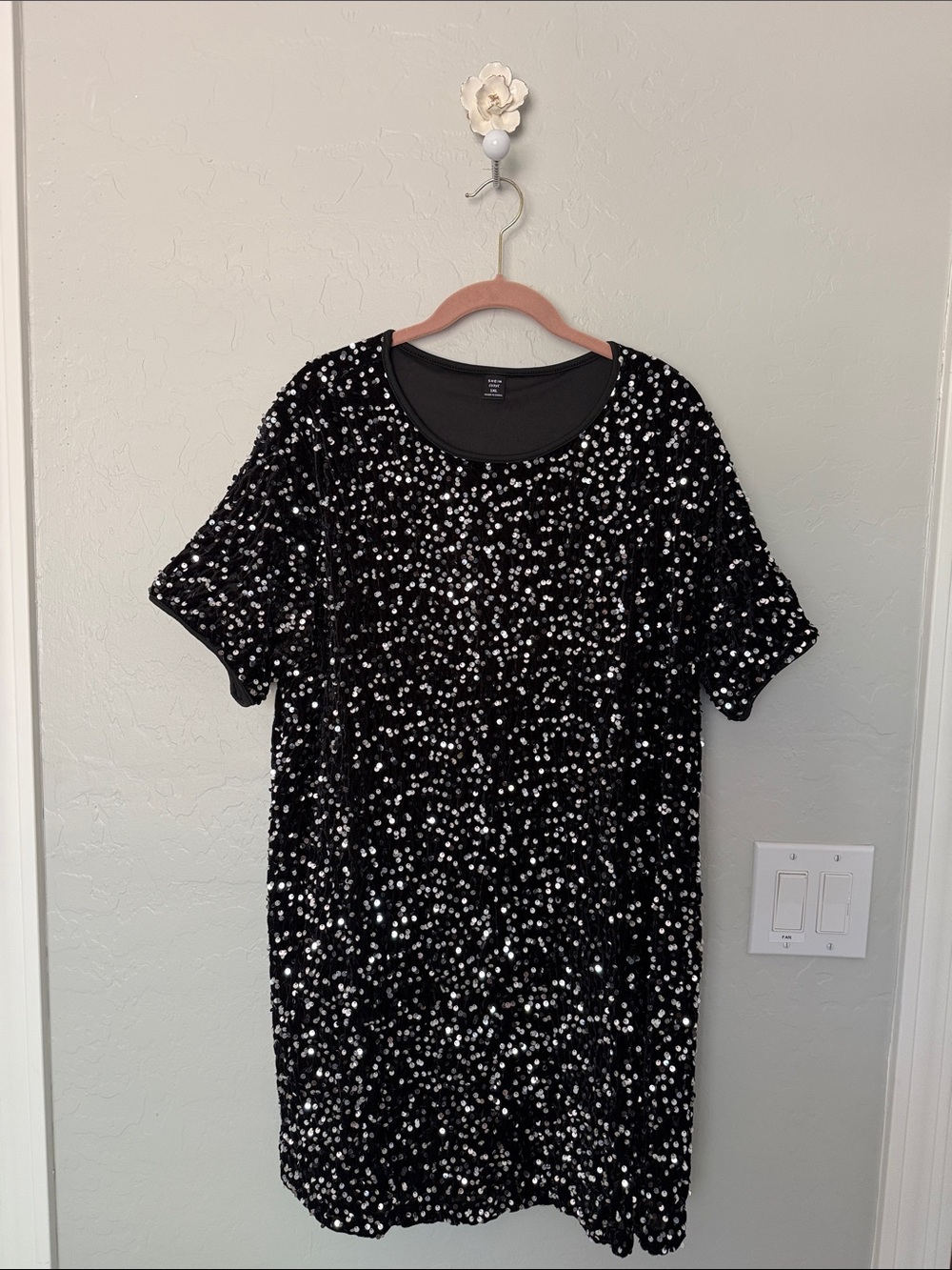 SHEIN Black Sequin Mini Dress with Silver Sparkle